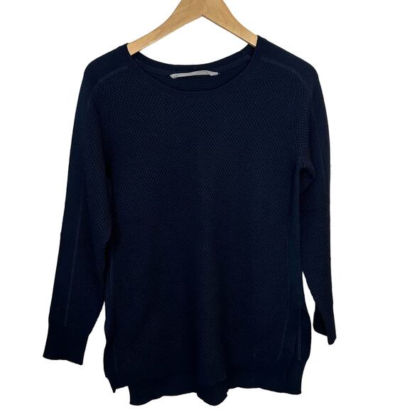 Athleta Tunic Sweater Womens Blue Honeycomb‎ Knit Merino Wool Blend Size S - Picture 1 of 6